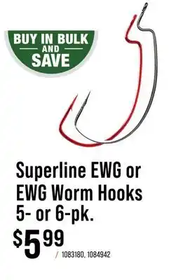 Cabela's Superline EWG or EWG Worm Hooks offer
