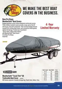 Cabela's Bass Pro Shops WeatherSafe Travel Tite SD Trailerable Boat Cover offer