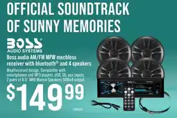 Cabela's BOSS audio AM/FM MPW mechless receiver with bluetooth and 4 speakers offer