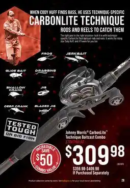 Cabela's Johnny Morris CarbonLite Technique Baitcast Combo offer