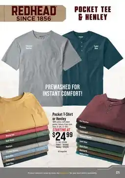 Cabela's RedHead Pocket T-Shirt or Henley offer