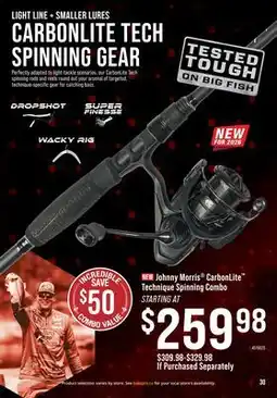 Cabela's Johnny Morris CarbonLite Technique Spinning Combo offer