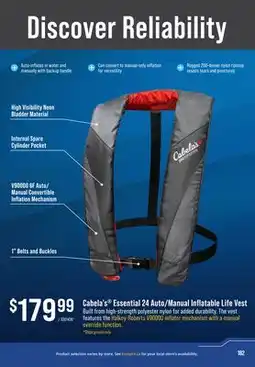 Cabela's Cabela's Essential 24 Auto/Manual Inflatable Life Vest offer