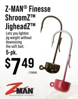 Cabela's Z-MAN Finesse ShroomZ JigheadZ 5-pk offer