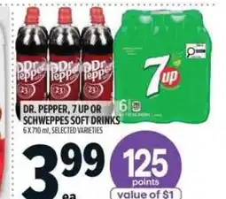 Metro Dr. pepper, 7 up or schweppes soft drinks offer