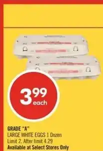 Shoppers Drug Mart GRADE A large white eggs offer