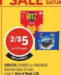 Shoppers Drug Mart CHRISTIE cookies or crackers offer
