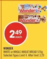 Shoppers Drug Mart WONDER white or whole wheat bread offer