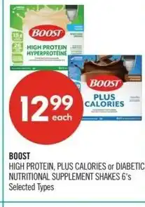 Shoppers Drug Mart BOOST High protein, plus calories or diabetic nutritional supplement shakes 6's offer