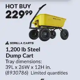 Princess Auto GORILLA CARTS 1,200 lb Steel Dump Cart offer