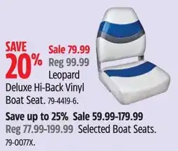 Canadian Tire Deluxe Hi Back Vinyl Boat Seat offer