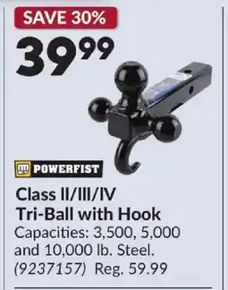 Princess Auto POWERFIST Class II/III/IV Tri-Ball with Hook offer