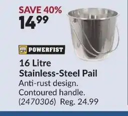 Princess Auto POWERFIST 16 Litre Stainless-Steel Pail offer