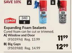 Princess Auto LEPAGE Expanding Foam Sealants offer