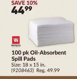 Princess Auto WIPECO 100 pk Oil-Absorbent Spill Pads offer
