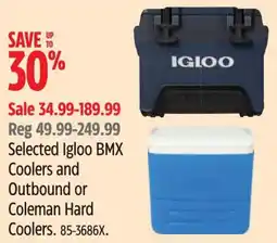 Canadian Tire Selected igloo bmx coolers and outbound or coleman hard coolers offer