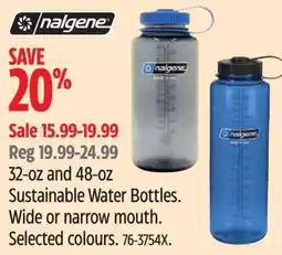 Canadian Tire Sustainable Water Bottles Wide or narrow mouth Selected colours offer
