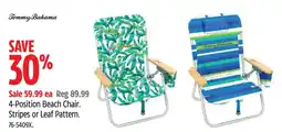 Canadian Tire 4 Position Beach Chair Stripes or Leaf Pattern offer