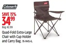 Canadian Tire Quad Fold Extra Large Chair with Cup Holder and Carry Bag offer