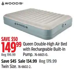 Canadian Tire Queen Double High Air Bed with Rechargeable Built In Pump offer