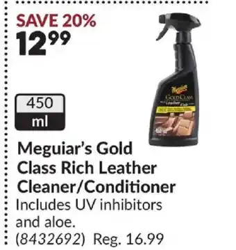 Princess Auto Meguiar's Gold Class Rich Leather Cleaner/Conditioner offer