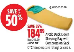 Canadian Tire Arctic Duck Down Sleeping Bag with Compression Sack offer