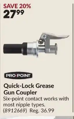 Princess Auto PRO POINT Quick-Lock Grease Gun Coupler offer