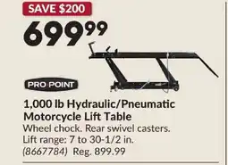 Princess Auto PRO POINT 1,000 lb Hydraulic/Pneumatic Motorcycle Lift Table offer