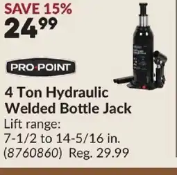 Princess Auto PRO POINT 4 Ton Hydraulic Welded Bottle Jack offer