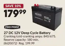 Princess Auto PRO POINT 27 DC 12V Deep Cycle Battery offer