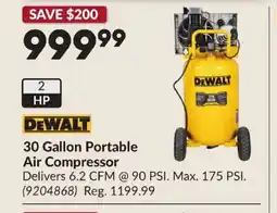 Princess Auto DEWALT 30 Gallon Portable Air Compressor offer