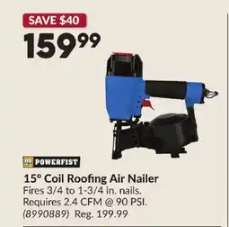 Princess Auto POWERFIST 15° Coil Roofing Air Nailer offer