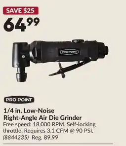 Princess Auto PRO-POINT 1/4 in. Low-Noise Right-Angle Air Die Grinder offer