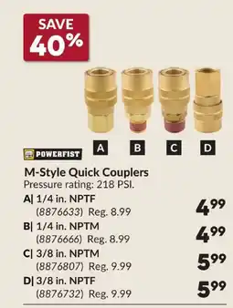 Princess Auto POWERFIST M-Style Quick Couplers offer