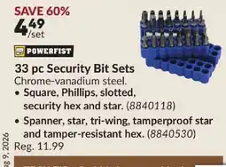 Princess Auto POWERFIST 33 pc Security Bit Sets offer