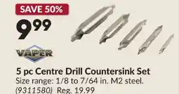 Princess Auto VAPER 5 pc Centre Drill Countersink offer