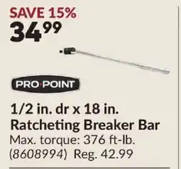 Princess Auto PRO POINT 1/2 in. dr x 18 in. Ratcheting Breaker Bar offer