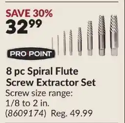 Princess Auto PRO POINT 8 pc Spiral Flute Screw Extractor Set offer