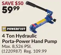 Princess Auto POWERFIST 4 Ton Hydraulic Porta-Power Hand Pum offer