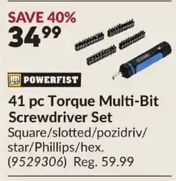 Princess Auto POWERFIST 41 pc Torque Multi-Bit Screwdriver Set offer