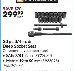 Princess Auto POWERFIST 20 pc 3/4 in. dr Deep Socket Sets offer