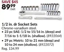 Princess Auto 1/2 in. dr Socket Sets offer