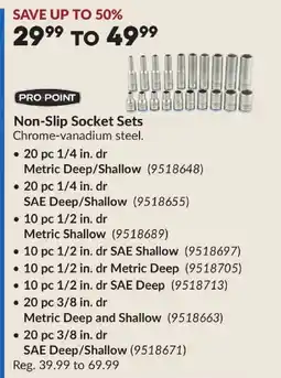 Princess Auto PRO POINT Non-Slip Socket Sets offer