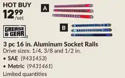 Princess Auto GREASE & GEAR 3 pc 16 in. Aluminum Socket Rails offer