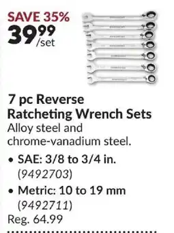 Princess Auto 7 pc Reverse Ratcheting Wrench Sets offer