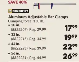 Princess Auto POWERFIST Aluminum Adjustable Bar Clamps offer