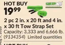 Princess Auto 2 pc 2 in. x 20 ft and 4 in. x 30 ft Tow Strap Set offer