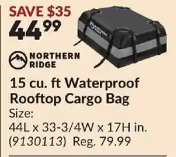 Princess Auto 15 cu. ft Waterproof Rooftop Cargo Bag offer