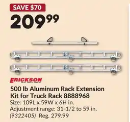 Princess Auto ERICKSON 500 lb Aluminum Rack Extension Kit for Truck Rack offer