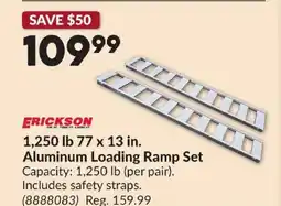 Princess Auto ERICKSON 1,250 lb 77 x 13 in Aluminum Loading Ramp Set offer